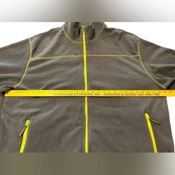 Cabela's Fleece Men's Full Zip Pockets Gray with Yellow Stitching Size 3ХLT - Picture 8 of 12